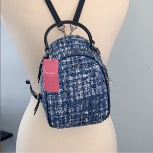 Kate spade briar lane mini tweed backpack navy blue 💙 NWOT